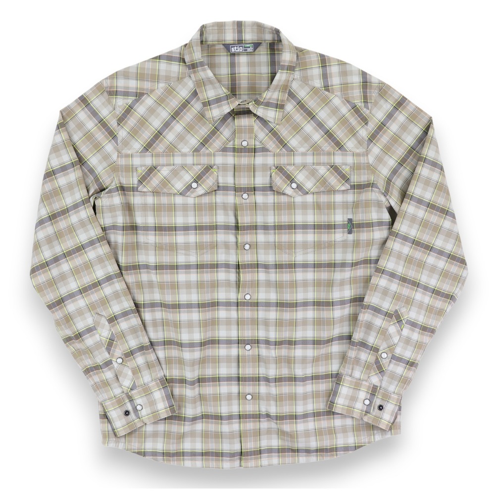 Stio Eddy Shirt Long Sleeve Mens Medium Multicolor Plaid Snap Western Outdoor